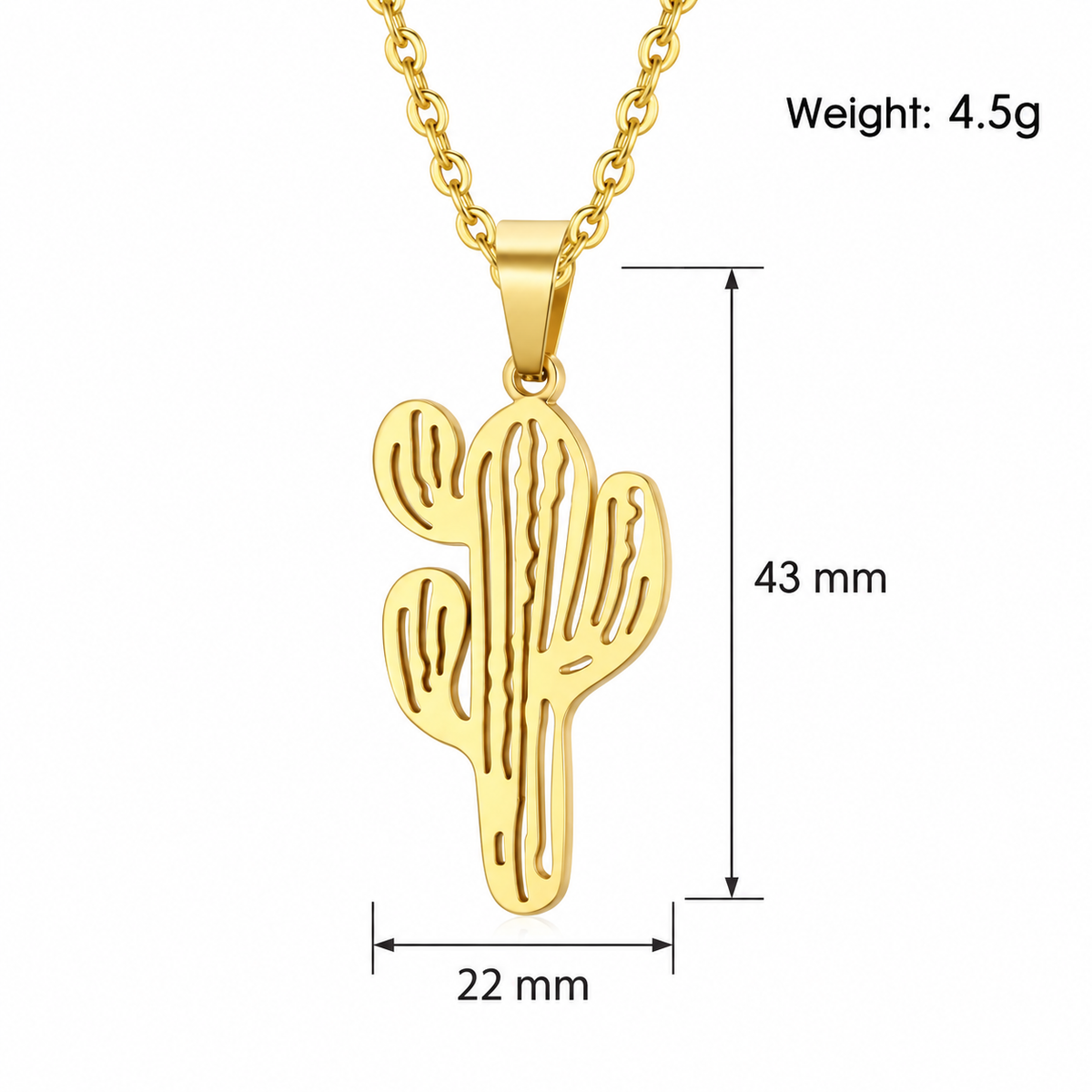 Kemston Cactus Pendant Necklace for Men Titanium Steel Openwork TN0298