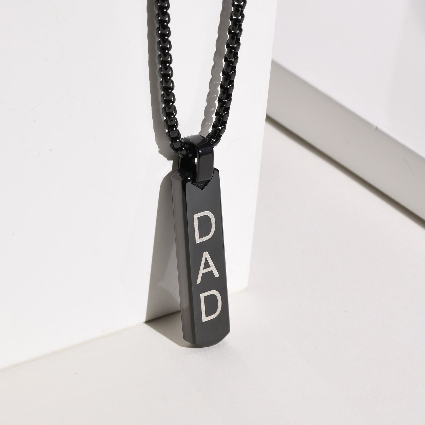 Collar con colgante de barra geométrica minimalista de acero inoxidable personalizable Kemstone - Joyería unisex personalizada para uso diario y regalos PN-1676