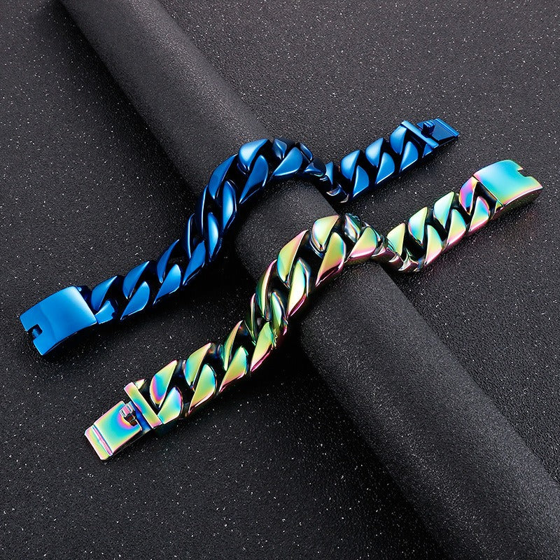 Kemstone Matte Titanium Steel Cuban Link Bracelet – Rugged Minimalist Chain for Men’s Urban & Gothic Style KB162789