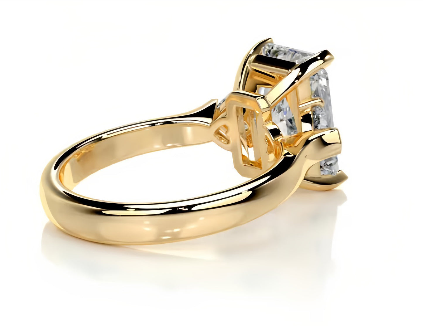 Three-Stone Moissanite Engagement Ring for Women | 2–5CT Heart, Oval, Princess, Emerald Cuts