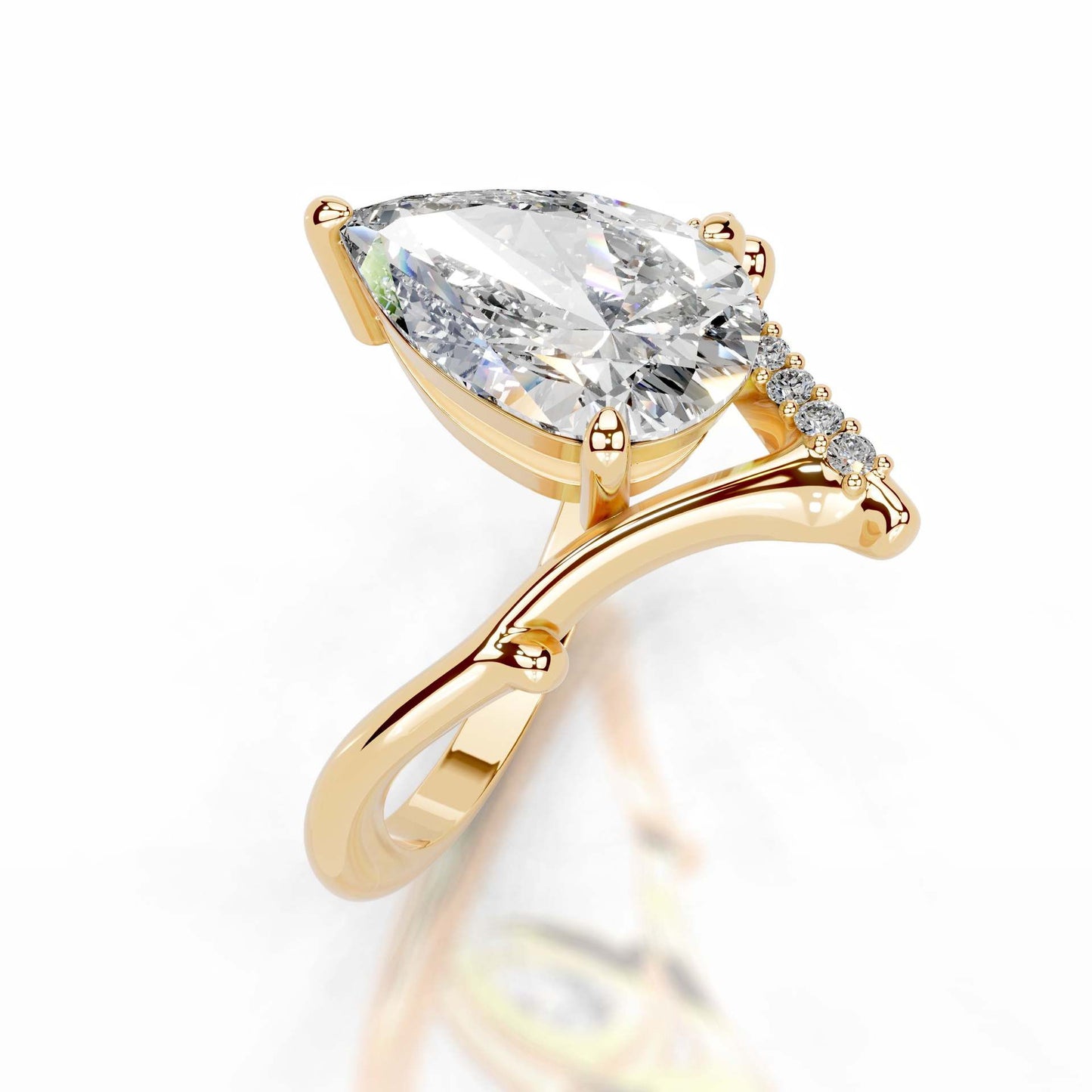 Kemstone Flora Series Moissanite Rings for Women | 2 Carat D-E Color VVS Clarity | 18K Gold Plated S925 Sterling Silver