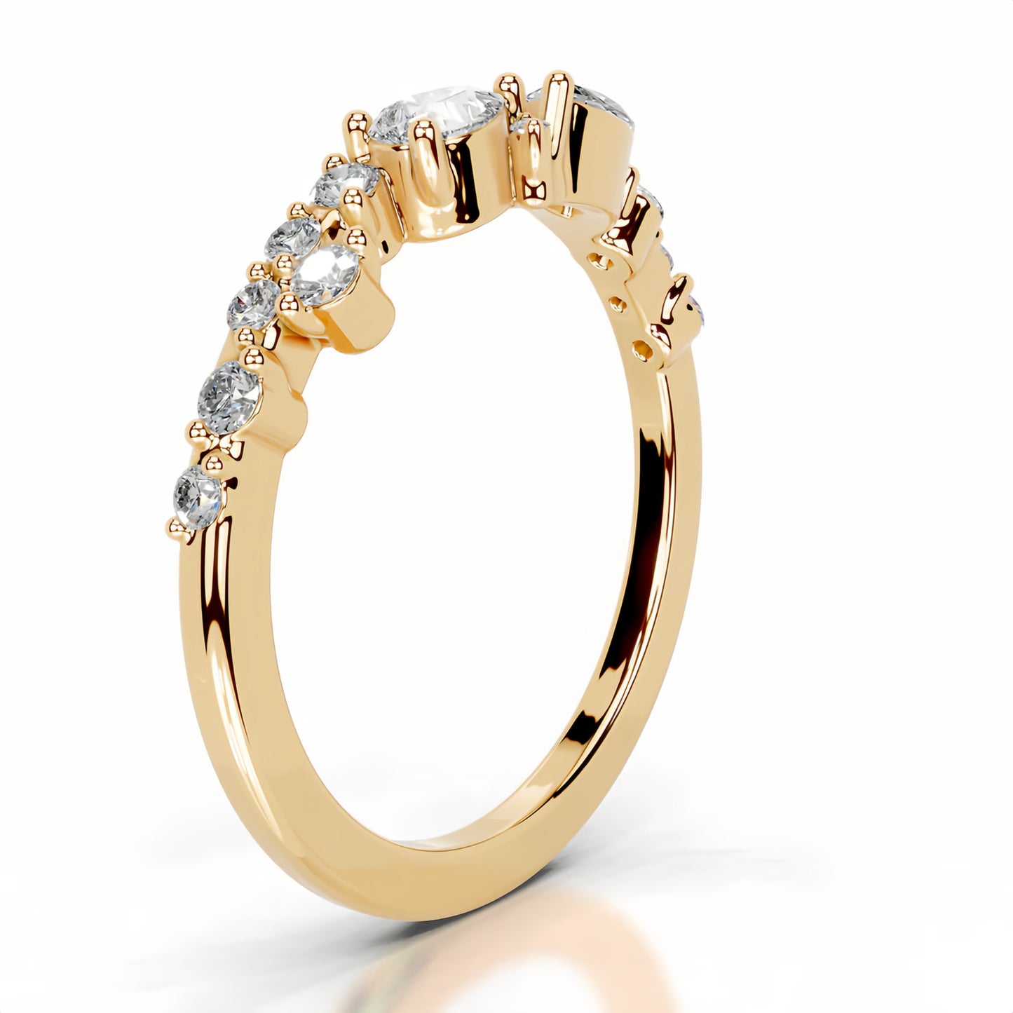 Kemstone S925 Gold D–E VVS Curved Moissanite Rings Wedding Band