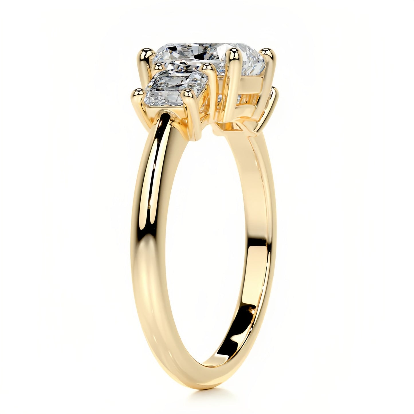 Three-Stone Moissanite Engagement Ring for Women | 2–5CT Heart, Oval, Princess, Emerald Cuts