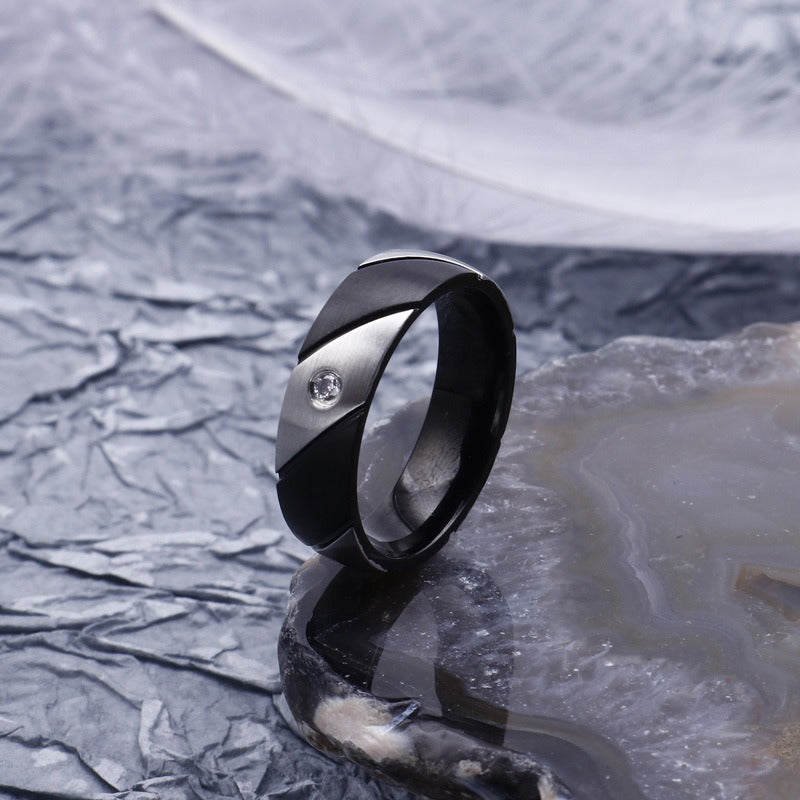 Kemstone Dual-Twist Titanium Ring | Modern Geometric Couple Bands for Everyday Elegance KR83029