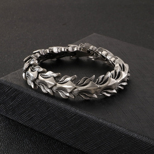 Kemstone Men's Titanium Steel Dragon Bone Chain - Urban Edge Bracelet for Everyday Boldness KB118446
