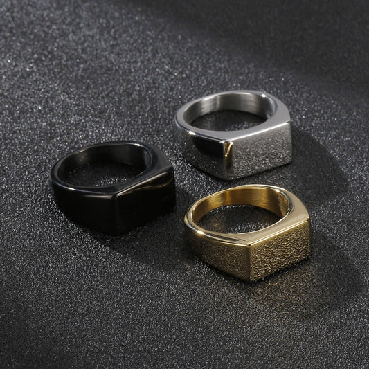 Kemstone Modern Edge Titanium Steel Ring - Bold Design Stainless Steel Men's Fashion Ring with Laser Engraving Option KR92051