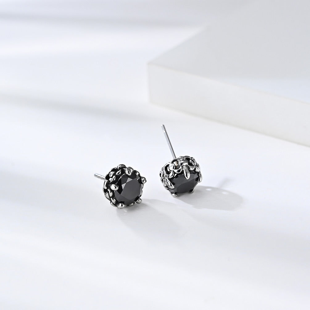 Kemstone Stainless Steel Cubic Zirconia Studs for Men & Women Round Stone Earrings K-E035