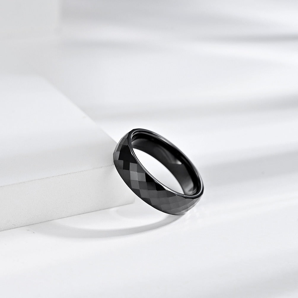 Kemstone Ceramic Ring – Faceted Geometric Design Jewelry for Men & Women K-R448