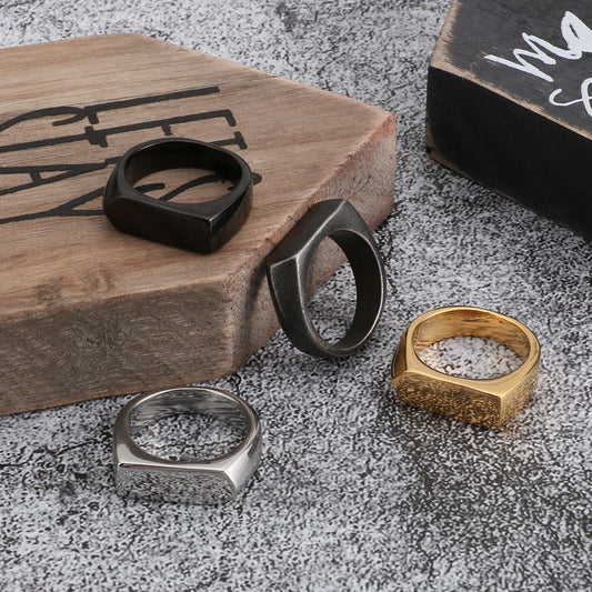 Kemstone Urban Edge Titanium Steel Ring - Geometric Hip Hop Streetwear Accessory for Men KR86567-KHX