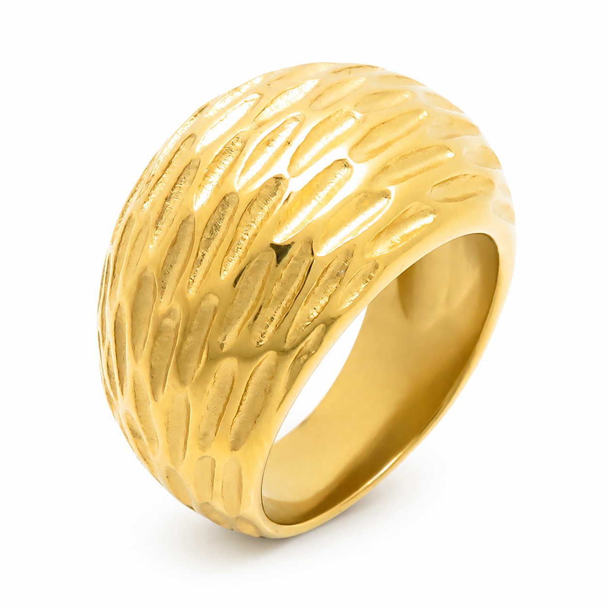 Kemstone Textured Wide Band Ring for Men Titanium Steel Vintage Metal KR114794-KJX