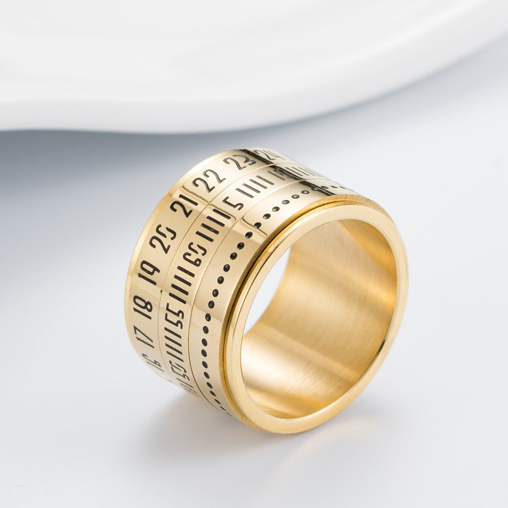 Kemstone Number Spinner Ring for Men Stainless Steel 14MM Wide Band  K-R123