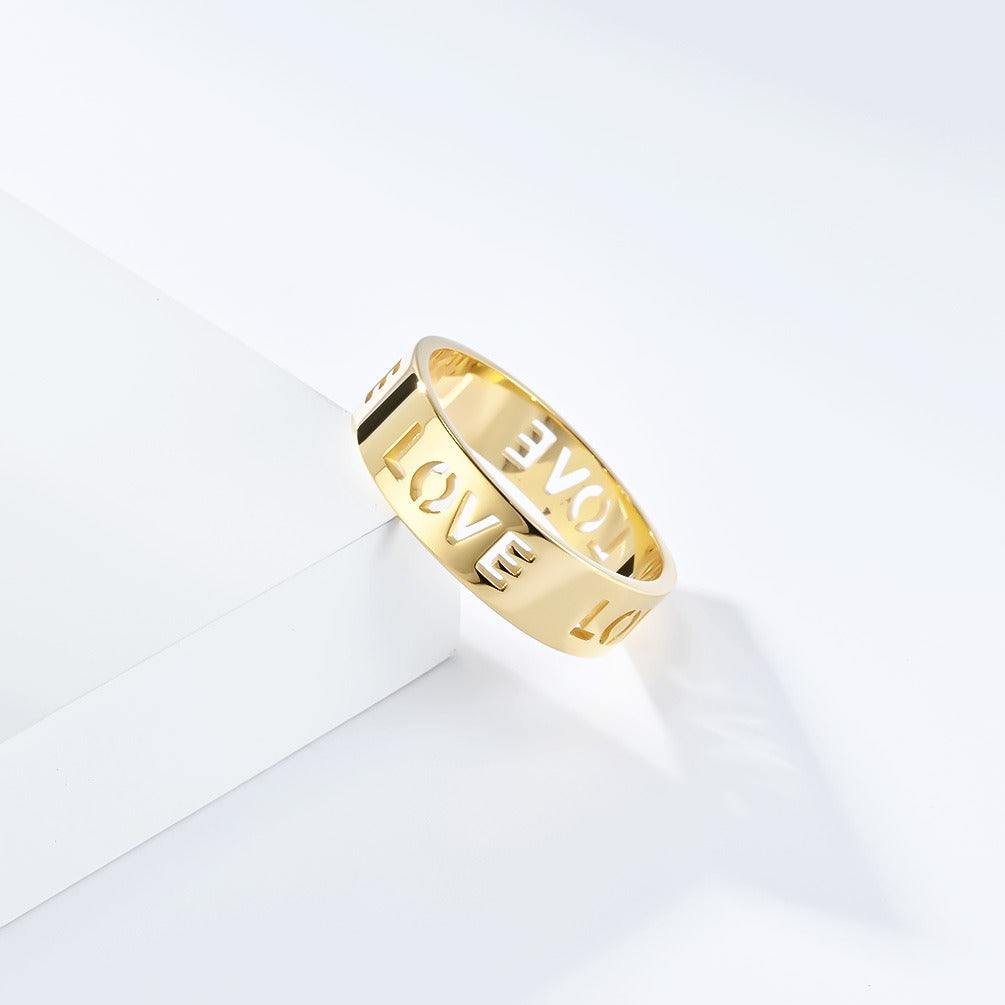 Kemstone Stainless Steel LOVE Cutout Ring for Men & Women K-R816