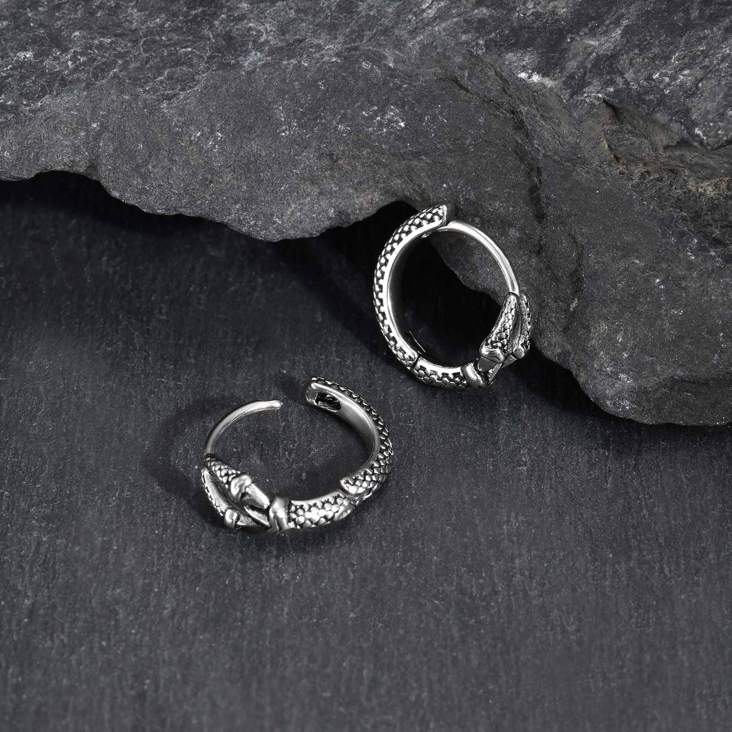 Kemstone Stainless Steel Geometric Claw Hoop Earring for Men – Retro Punk EH-837S