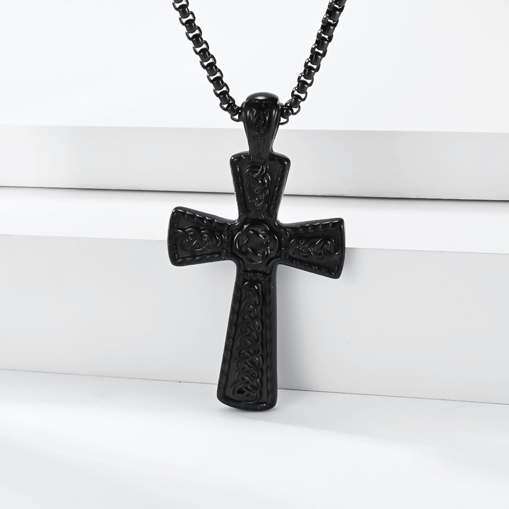 Kemstone Celtic Cross Necklace for Men Stainless Steel Interwoven Knot Pendant K-PT734