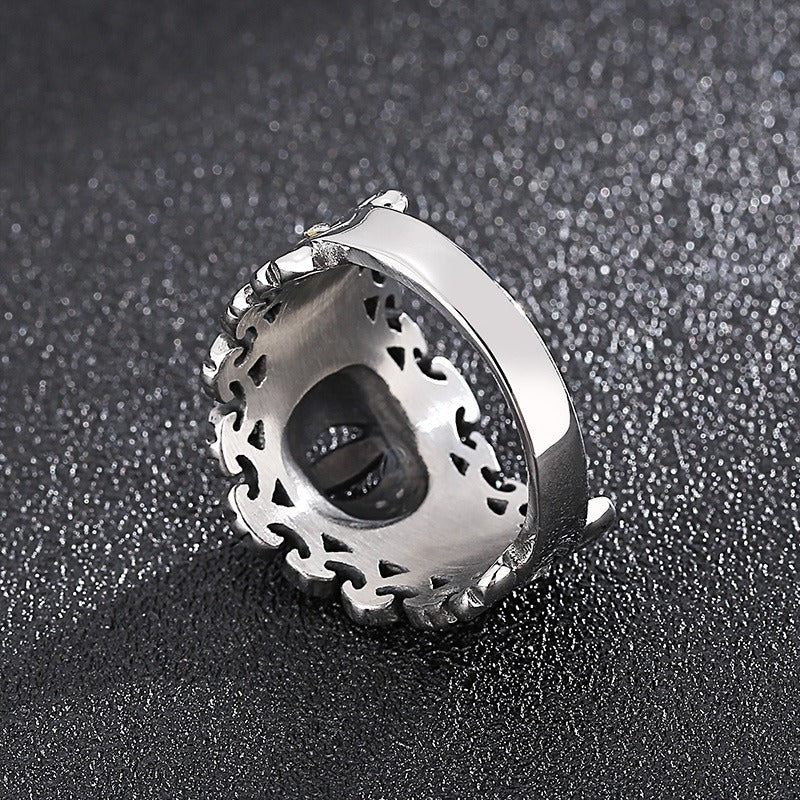 Kemstone Titanium Steel Crown Ring with Cubic Zirconia for Men KR101549-KFC