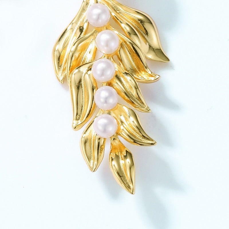 Pendientes de perla de plata S925, diseño original, hechos a mano por Kemstone - Estilo vintage francés