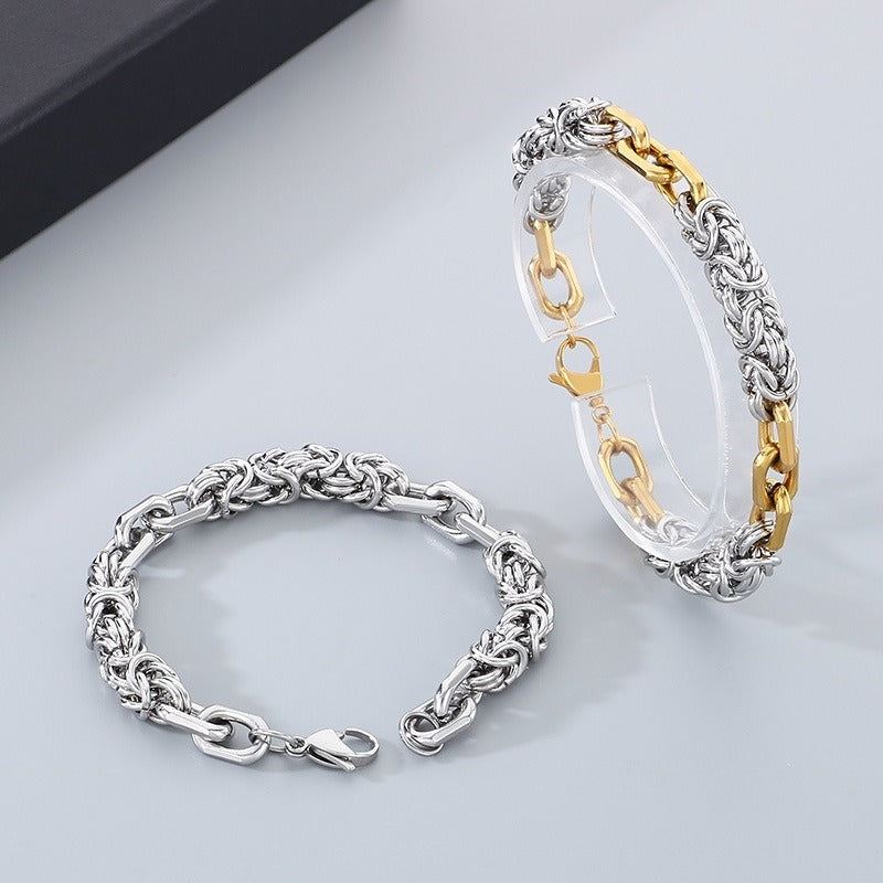 Kemston Braided Bracelet for Men Titanium Steel Handmade Chain Hip Hop Wristband KB186475-Z