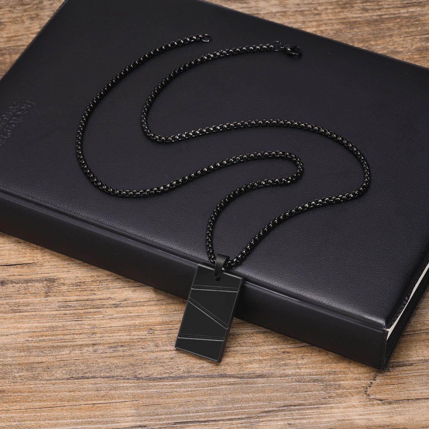 Kemstone Rectangle Bar Pendant Necklace – Stainless Steel for Men PN-1927