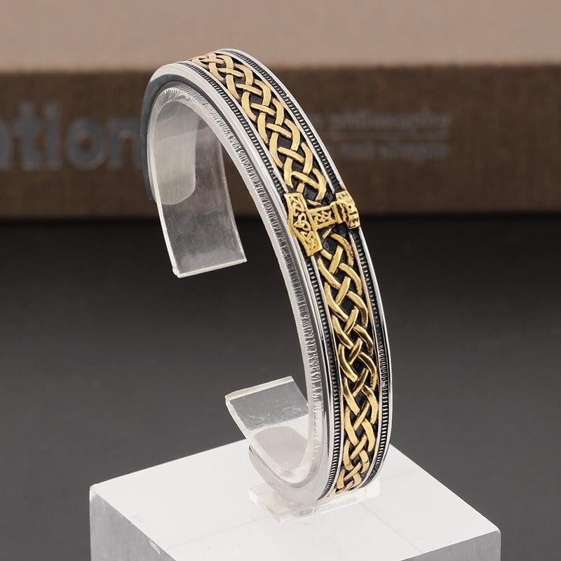 Kemstone Viking Mjölnir Cuff Bracelet – Steel Norse Men’s Jewelry KB182575