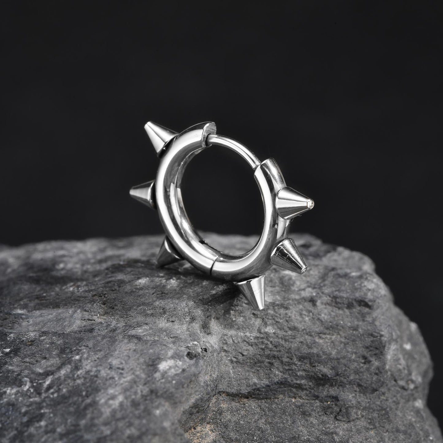 Men’s Titanium Steel Spike Hoop Earring – Punk Street Style EH-751