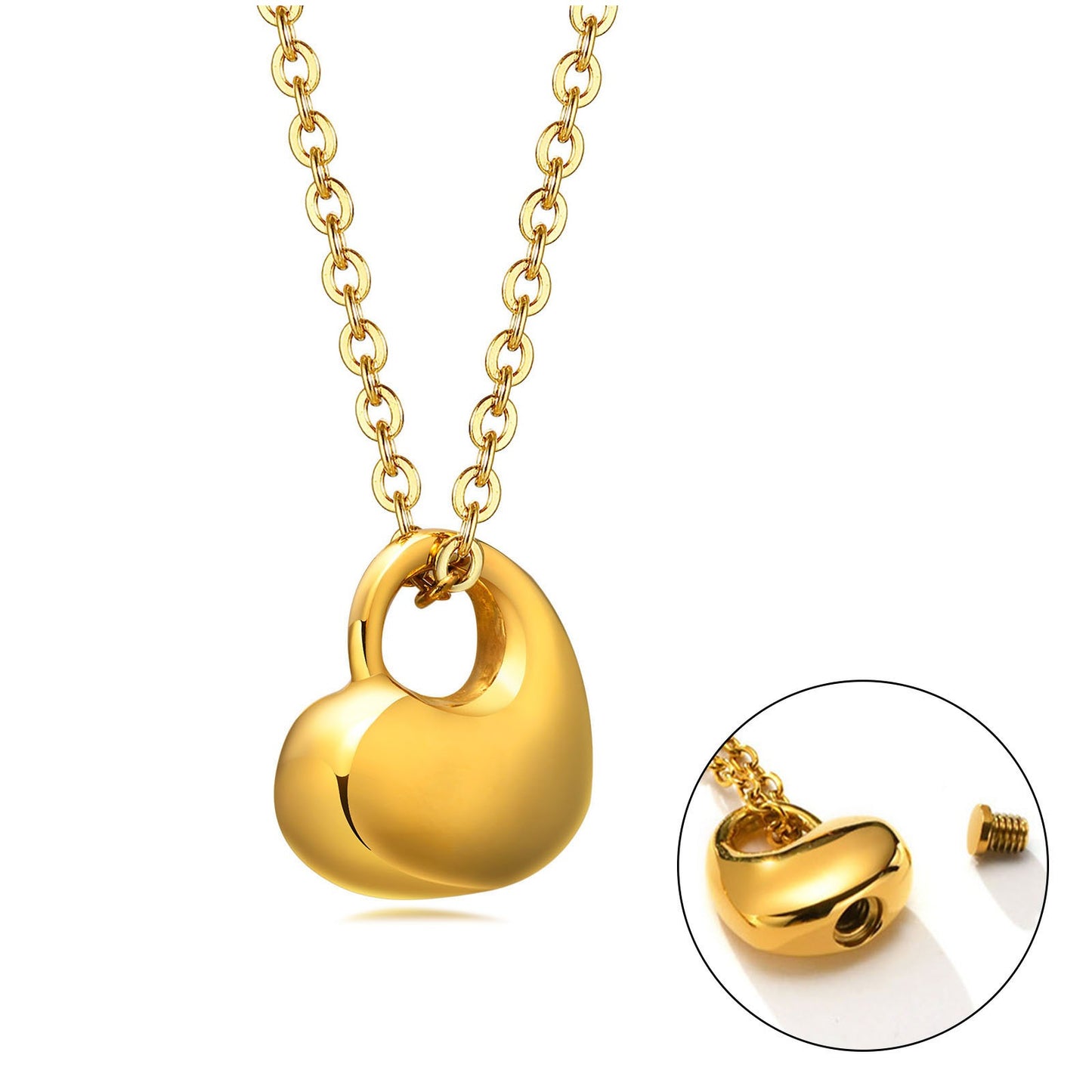 Stainless Steel Heart Urn Necklace for Women – Memorial Ashes Pendant Keepsake in Black / Gold / Silver – Gothic Vintage Cremation Jewelry PN-1627