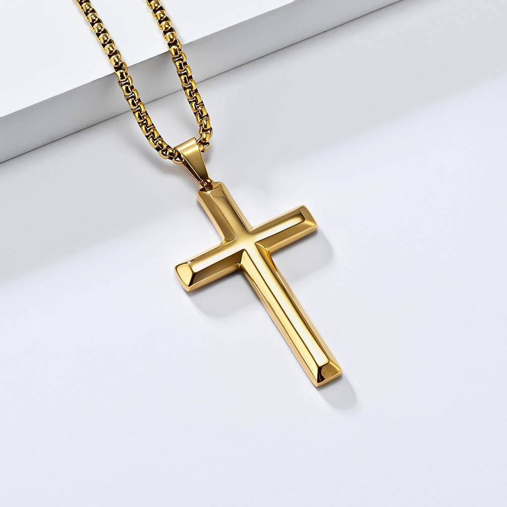 Kemstone Titanium Steel Cross Pendant Necklace for Men & Women – Minimalist Jewelry K-PT600