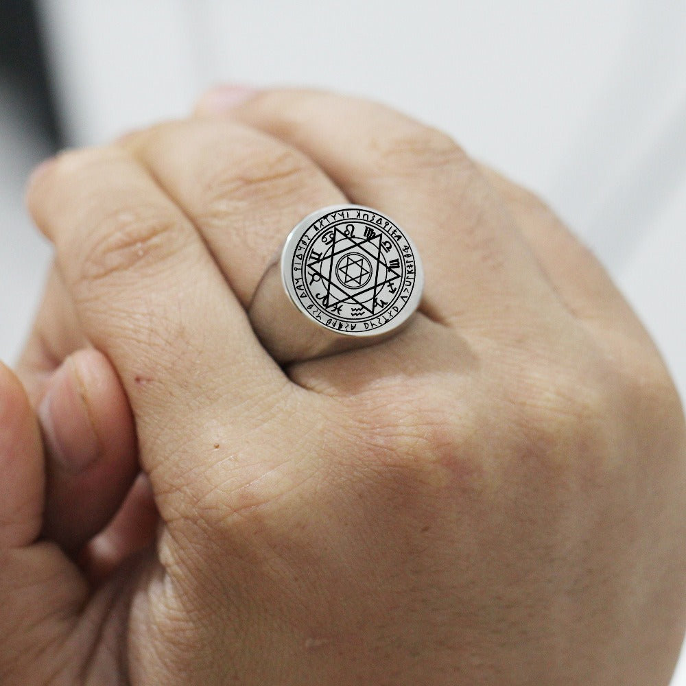 Kemstone Stainless Steel Hexagram Star Signet Ring for Men 22MM K-R1080