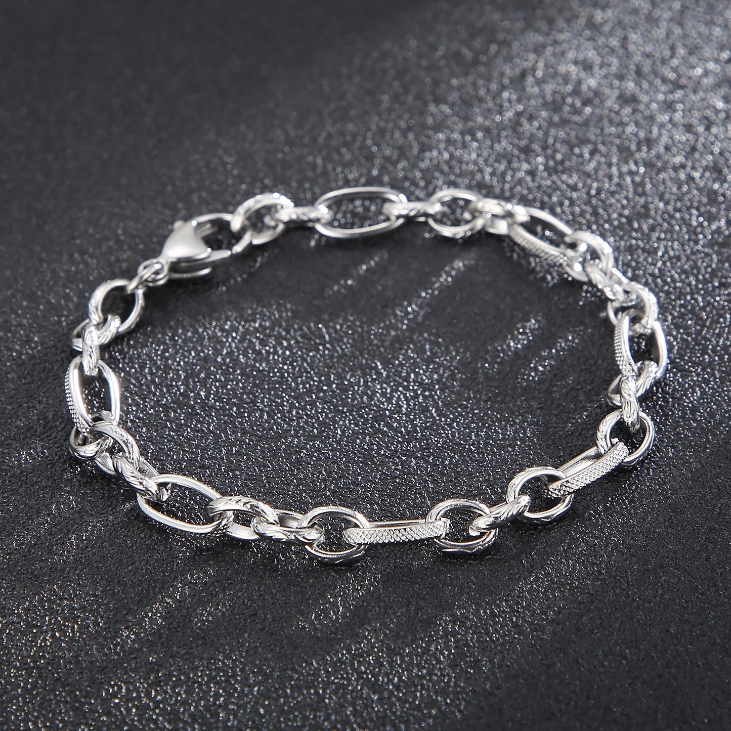 Kemstone O Link Chain Bracelet 6mm Titanium Steel Oval Link for Men Women KB146794-Z
