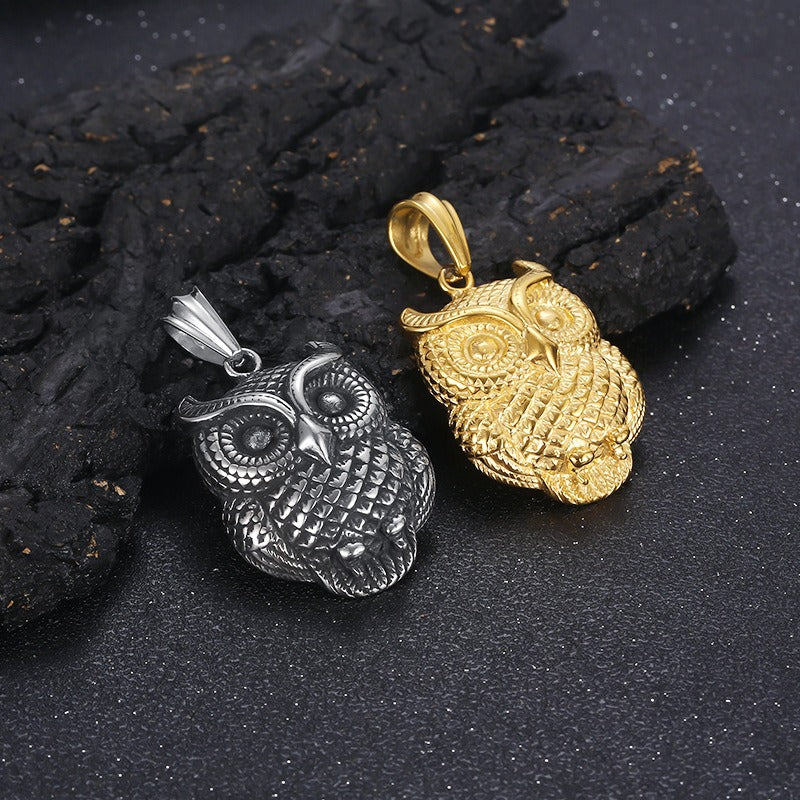 Kemstone Titanium Steel Owl Pendant Necklace for Men  KP119294-KJX