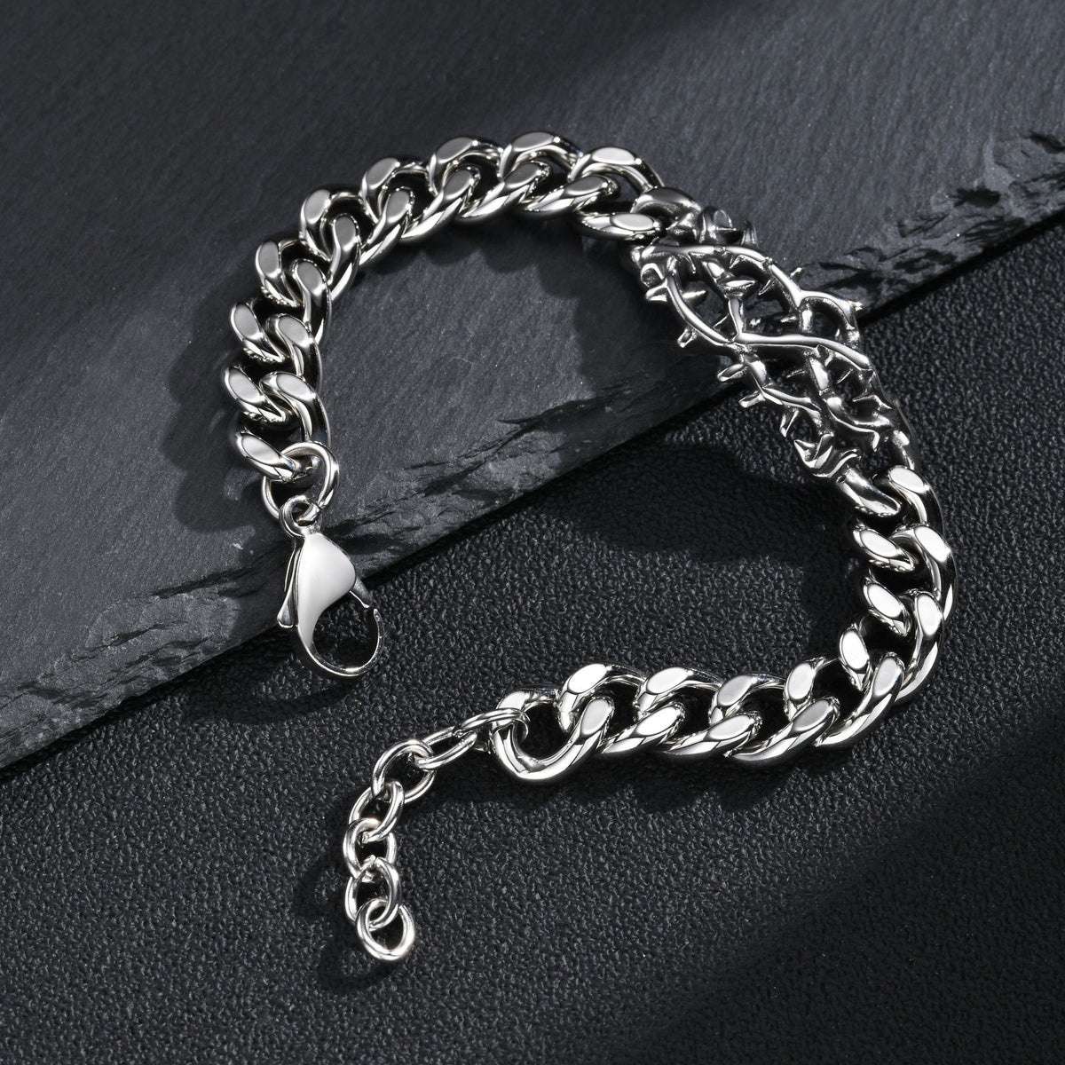 Kemstone Thorn Curb Chain Bracelet for Men Stainless Steel Gothic BR-3279