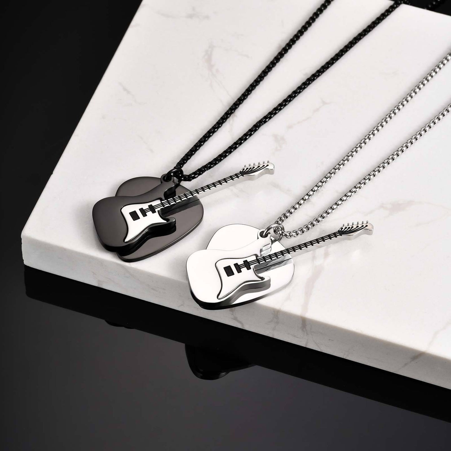 Kemstone Men’s Stainless Stee Guitar Pick Pendant Necklace – Punk Rock NC-2320