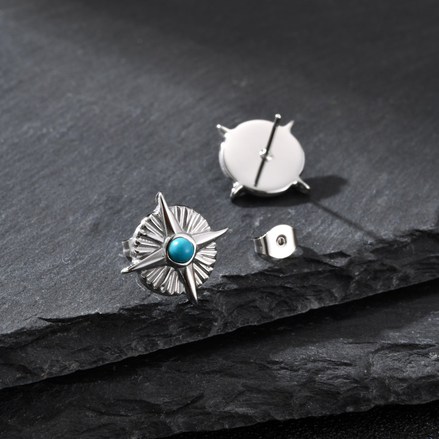 Kemstone Geometric Star Turquoise Stud Earring for Men ES-775