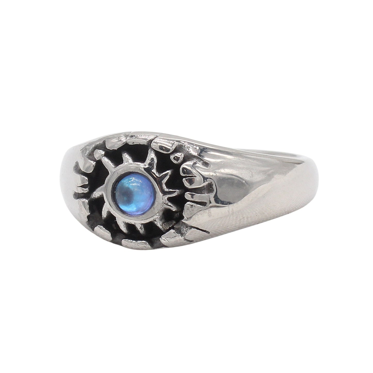 Kemstone Sun Cubic Zirconia Titanium Steel Ring for Men & Women R1933