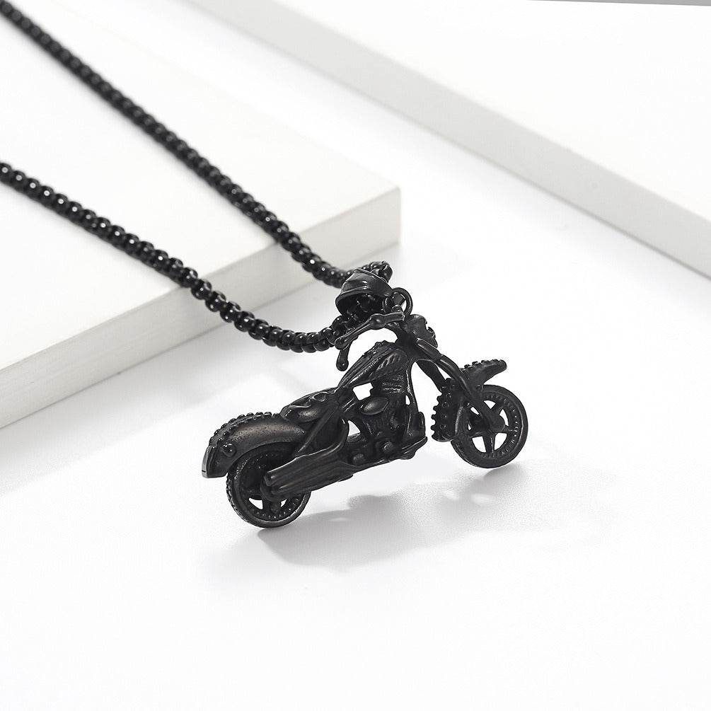 Kemston Skull Motorcycle Pendant Necklace for Men Stainless Steel Gothic Biker K-PT457