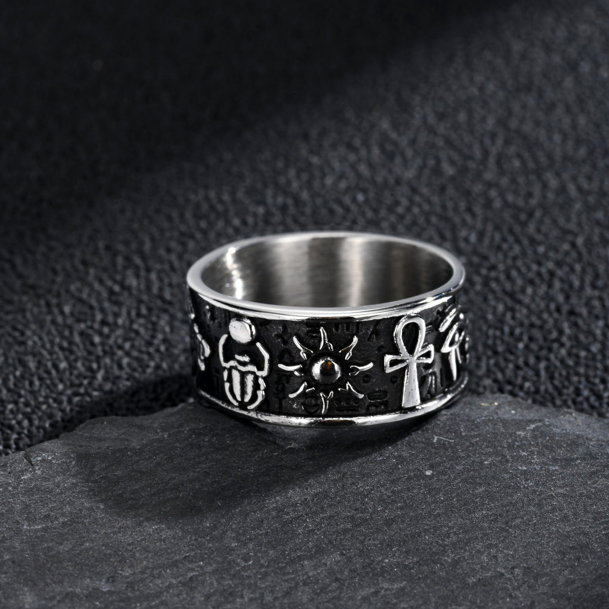 Kemstone Egyptian Ankh Ring for Men Stainless Steel RC-1211