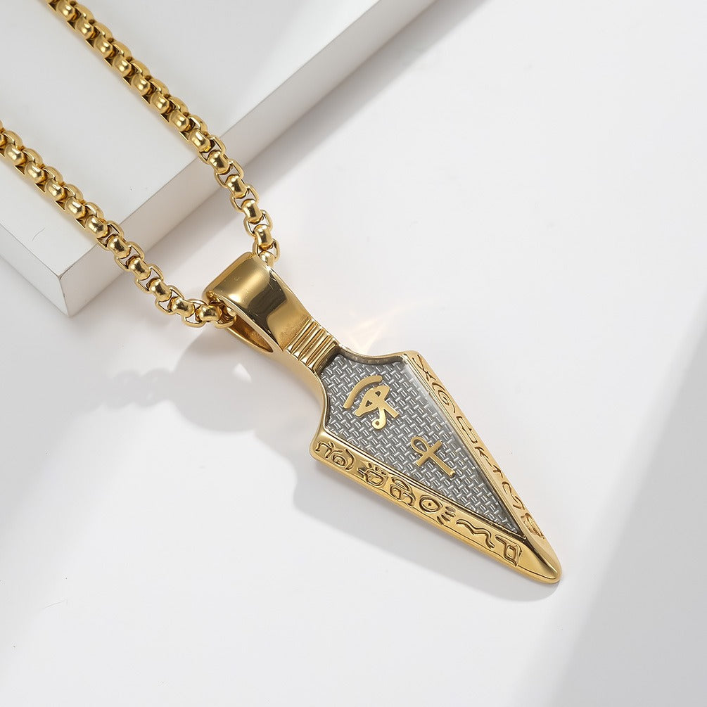Kemstone Stainless Steel Spearhead Eye Symbol Pendant Necklace for Men K-PT413