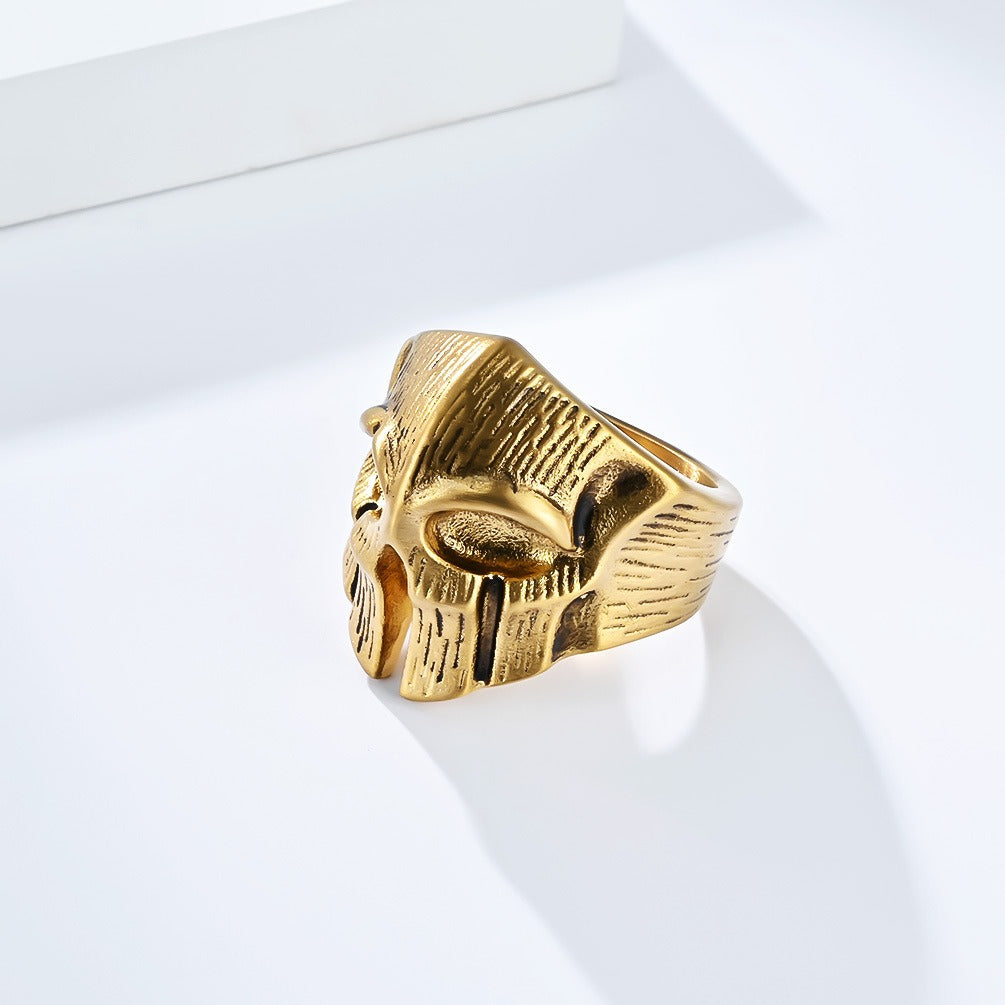 Kemstone Vintage Armor Skull Ring for Men Stainless Steel K-R1025