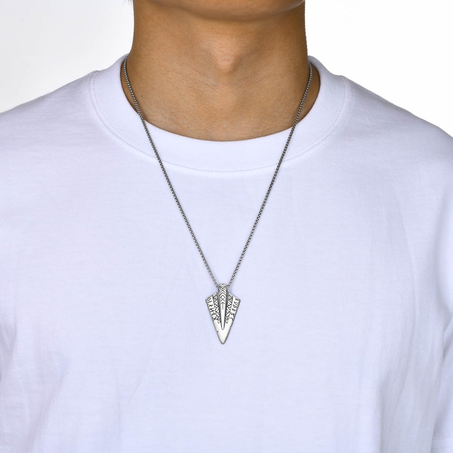 Kemstone Stainless Steel Arrow Pendant Necklace for Men Nordic Symbol Design NC-1417S