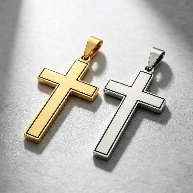 Kemstone Stainless Steel Black Outline Cross Pendant for Men KP119299-KL