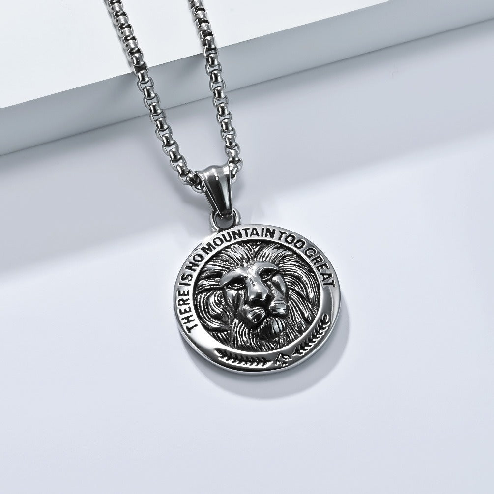 Kemstone Stainless Steel Lion Head Pendant Necklace for Men Vintage Medallion K-PT613
