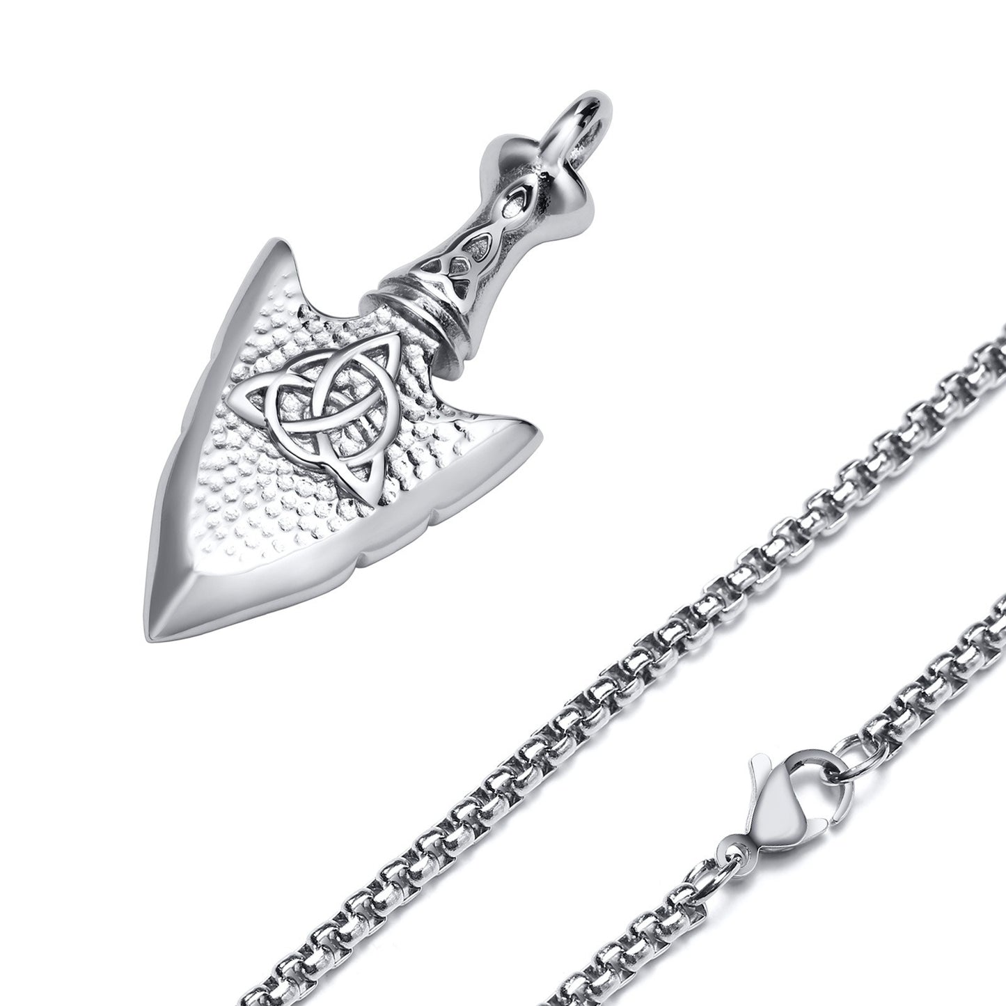 Kemstone Stainless Steel Celtic Knot Arrowhead Pendant Necklace for Men Vintage PN-1562