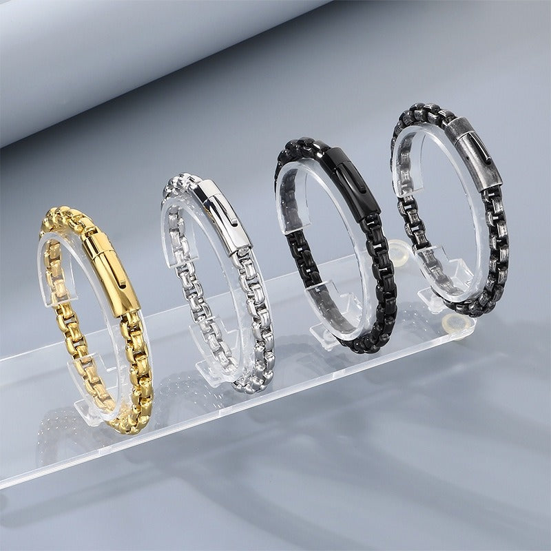 Kemstone Box Link Bracelet Titanium Steel 8mm Chain for Men Women KB212670-Z
