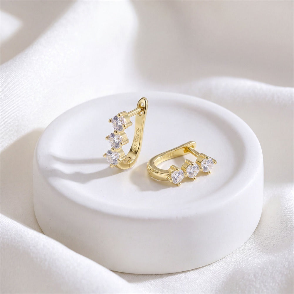 Kemstone Cubic Zirconia Stud Earrings for Women 925 Sterling Silver Dainty Minimalist LZE63