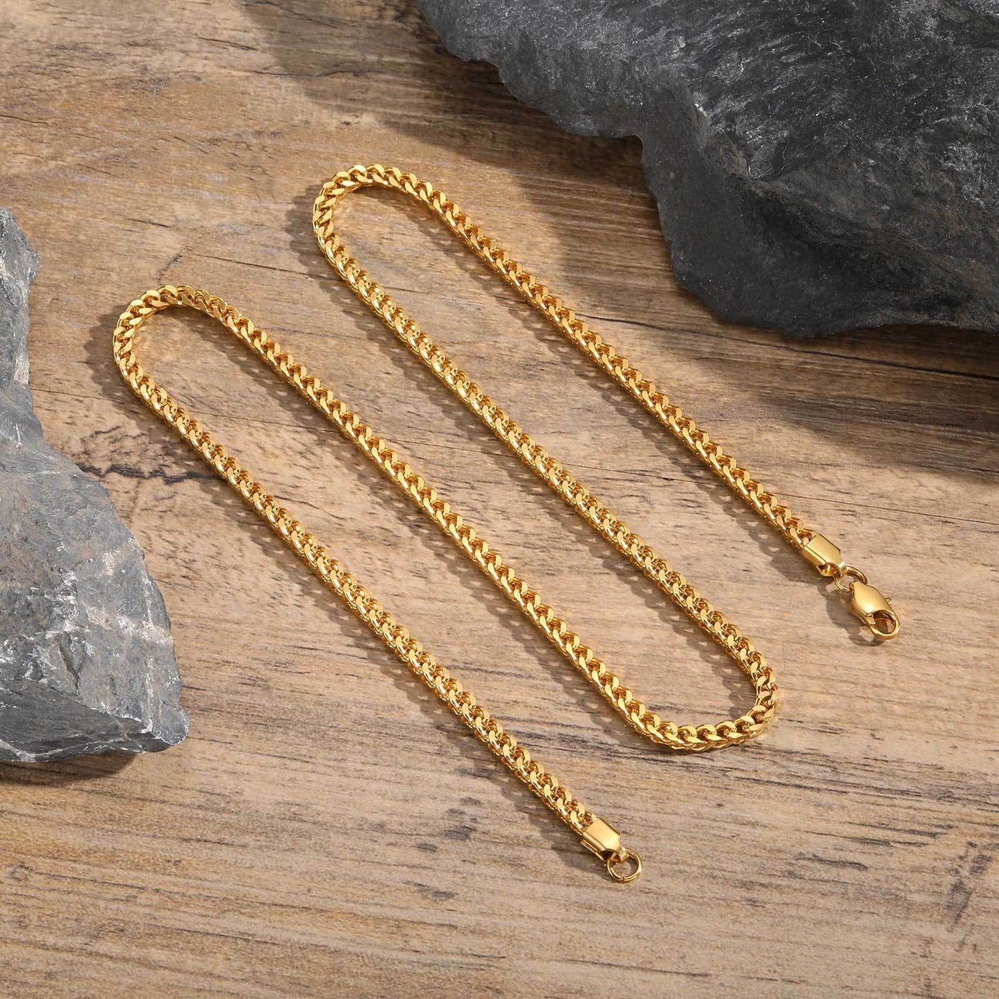 Kemstone Stainless Steel Diamond-Cut Chain Necklace for Men NC-1121