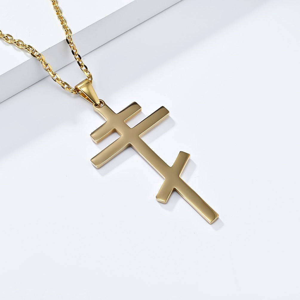 Kemstone Titanium Steel Cross Pendant Necklace for Men & Women – Minimalist Vintage Style K-PT539