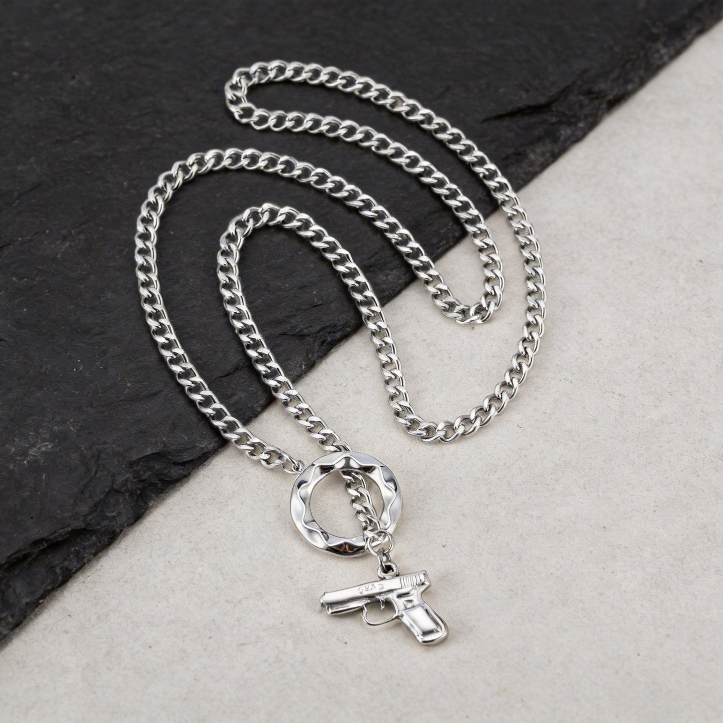 Kemstone Stainless Steel O Ring Pendant Necklace for Men NC-2785