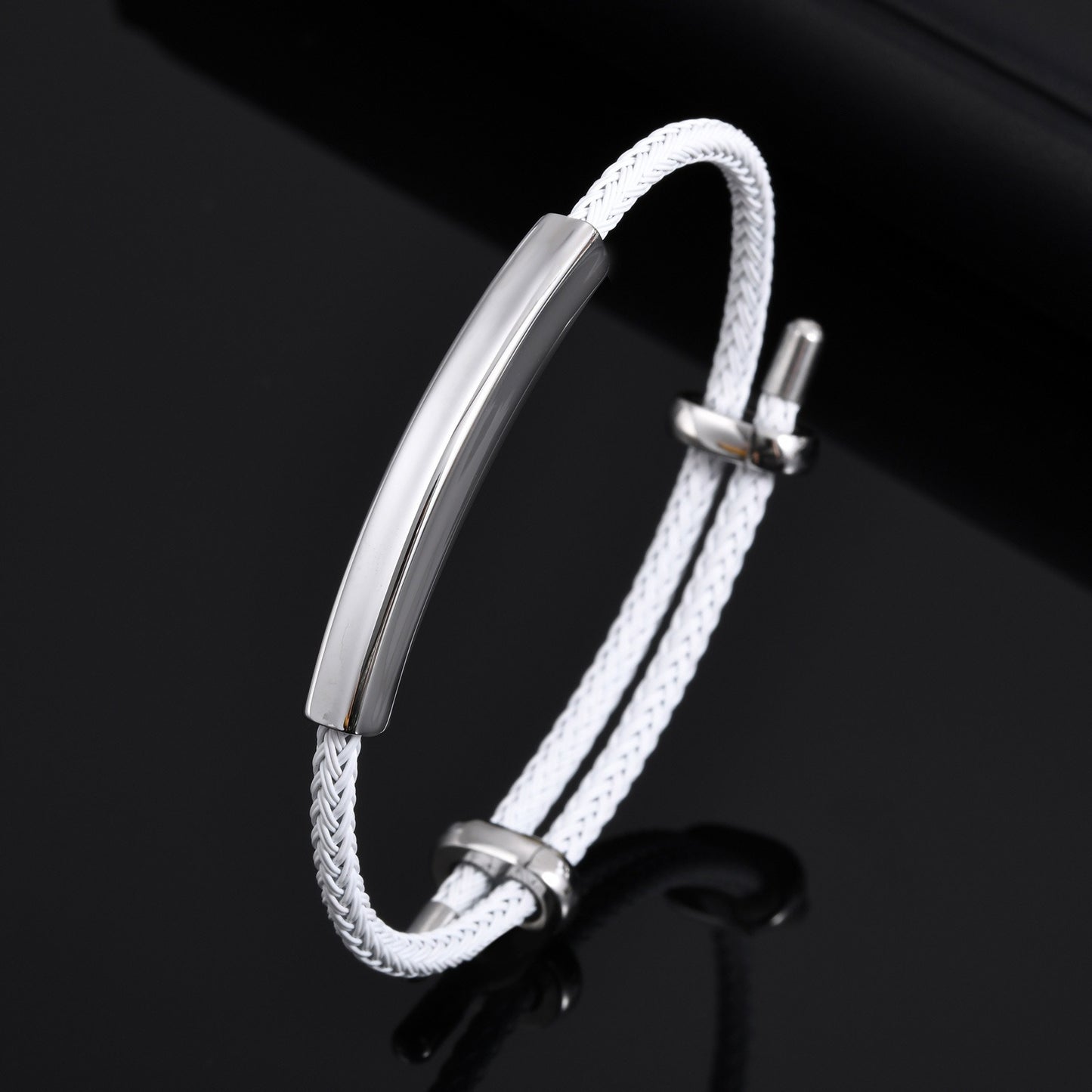 Kemstone Men’s Stainless Steel Bracelet – Adjustable Braided Rope Band BR2410