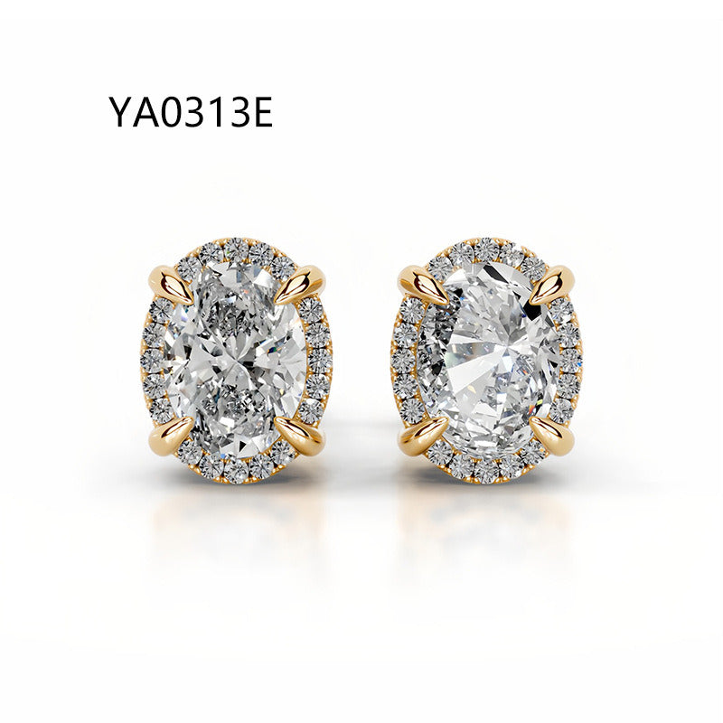 Kemstone Halo Moissanite Stud Earrings – 1 Carat D-E Color, 18K Gold Plated S925 Silver | Round, Pear, Oval, Princess, Heart & Radiant Cuts