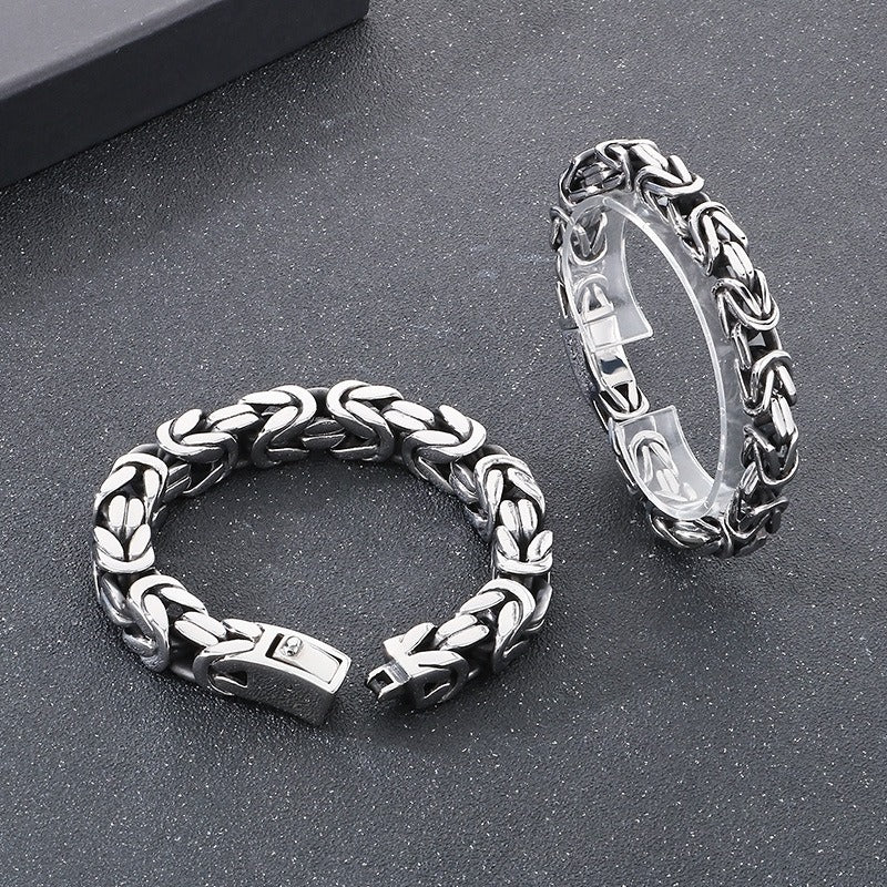 Kemstone Titanium Steel Square Imperial Chain Bracelet for Men KB111152-BD