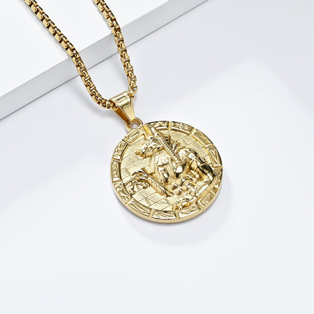 Kemstone Anubis Pendant Necklace for Men – Stainless Steel Egyptian Symbol K-PT575